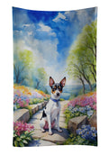 Rat Terrier Spring Path Kitchen Towel Velour Plush Front and Cotton Loop Back Machine Washable
