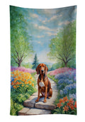 Redbone Coonhound Spring Path Kitchen Towel Velour Plush Front and Cotton Loop Back Machine Washable
