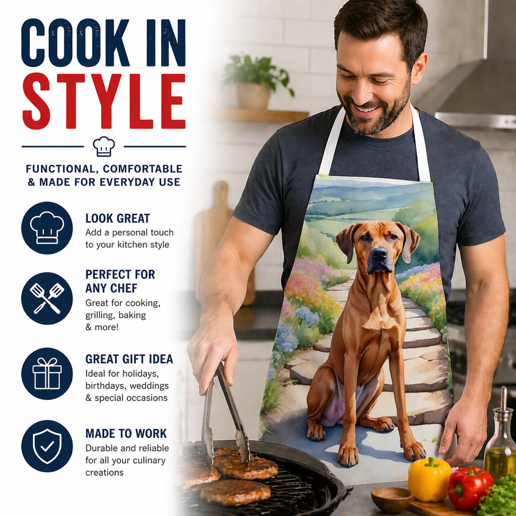 Rhodesian Ridgeback Spring Path Apron Cooking Kitchen Server Baking Crafts Gardening for Adult Women Men, Unisex, Large, Multicolor