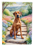 Rhodesian Ridgeback Spring Path House Flag 28x40 Porch Sleeve Pole Decorative Outside Yard Banner Artwork Wall Hanging, Polyester