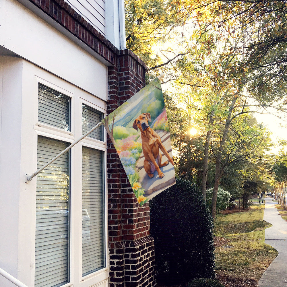 Rhodesian Ridgeback Spring Path House Flag 28x40 Porch Sleeve Pole Decorative Outside Yard Banner Artwork Wall Hanging, Polyester