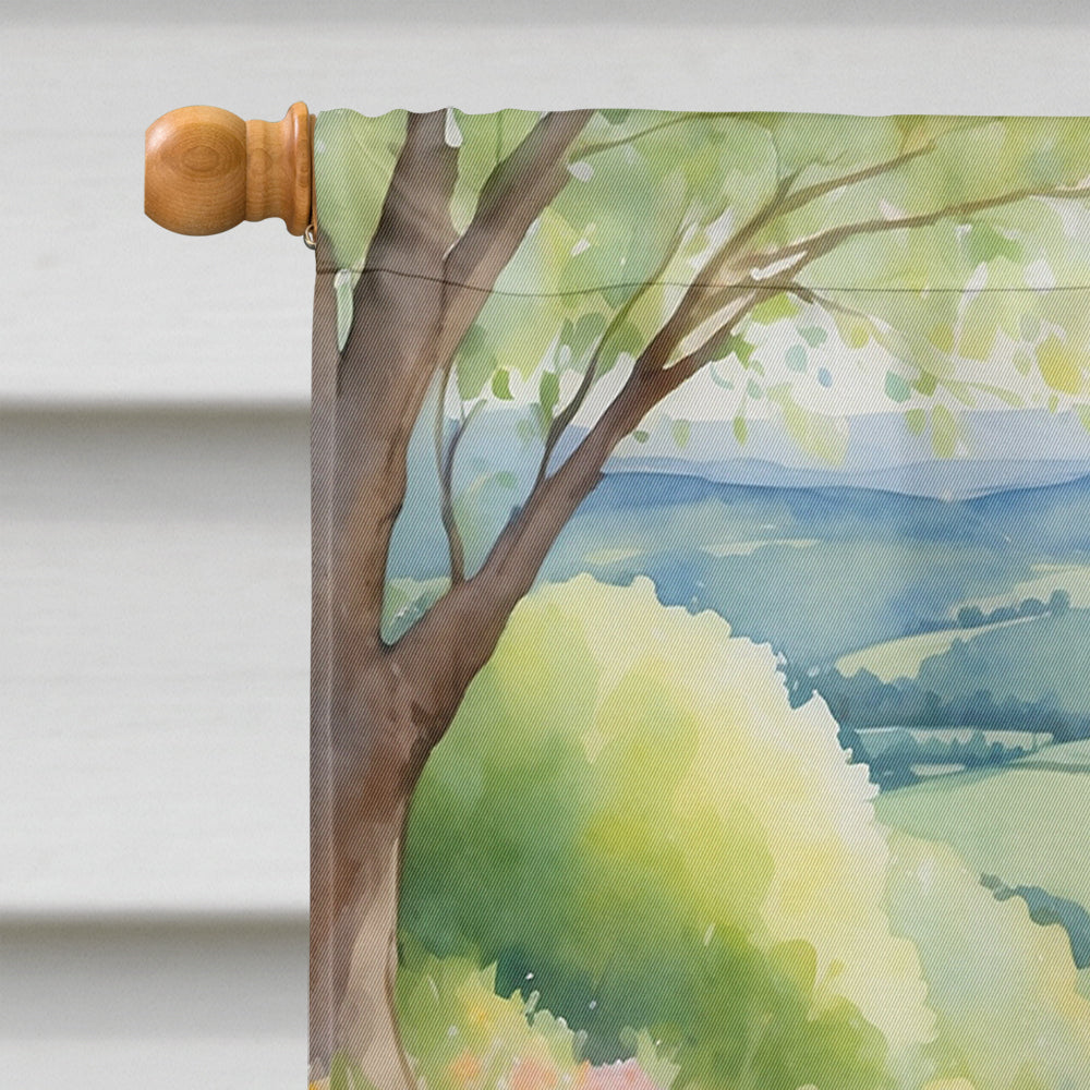 Rhodesian Ridgeback Spring Path House Flag 28x40 Porch Sleeve Pole Decorative Outside Yard Banner Artwork Wall Hanging, Polyester