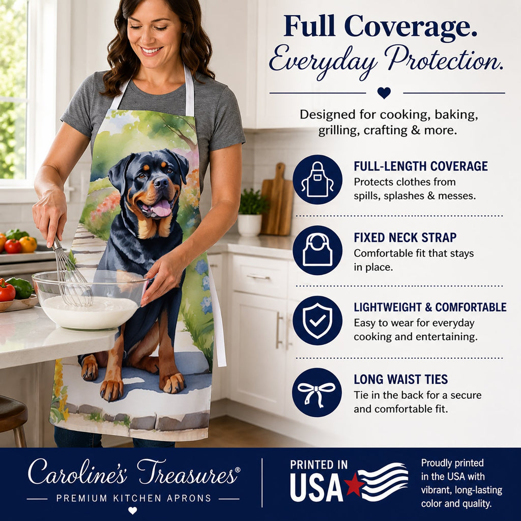 Rottweiler Spring Path Apron Cooking Kitchen Server Baking Crafts Gardening for Adult Women Men, Unisex, Large, Multicolor