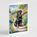 Rottweiler Spring Path Greeting Cards Pack of 8 Blank Cards with Envelopes Whimsical A7 Size 5x7