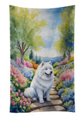 Samoyed Spring Path Kitchen Towel Velour Plush Front and Cotton Loop Back Machine Washable