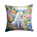 Samoyed Spring Path Decorative Throw Pillow 18x18 Indoor Outdoor Accent Cushion, Fabric Cover with Insert for Sofa, Bed, Porch & Living Room