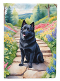 Schipperke Spring Path House Flag 28x40 Porch Sleeve Pole Decorative Outside Yard Banner Artwork Wall Hanging, Polyester