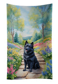 Schipperke Spring Path Kitchen Towel Velour Plush Front and Cotton Loop Back Machine Washable