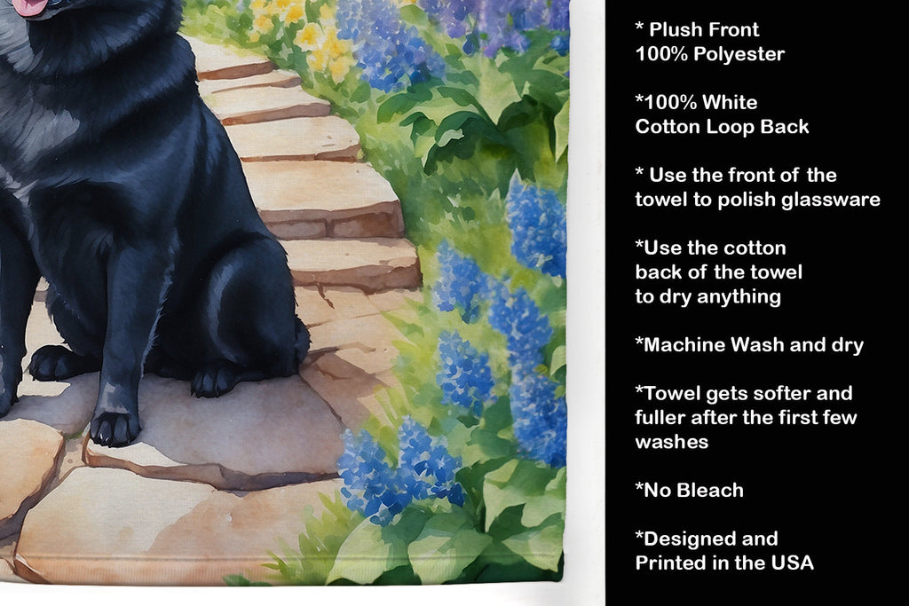 Schipperke Spring Path Kitchen Towel Velour Plush Front and Cotton Loop Back Machine Washable