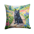 Schipperke Spring Path Decorative Throw Pillow 18x18 Indoor Outdoor Accent Cushion, Fabric Cover with Insert for Sofa, Bed, Porch & Living Room