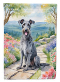 Scottish Deerhound Spring Path House Flag 28x40 Porch Sleeve Pole Decorative Outside Yard Banner Artwork Wall Hanging, Polyester