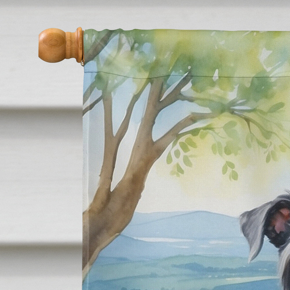 Scottish Deerhound Spring Path House Flag 28x40 Porch Sleeve Pole Decorative Outside Yard Banner Artwork Wall Hanging, Polyester