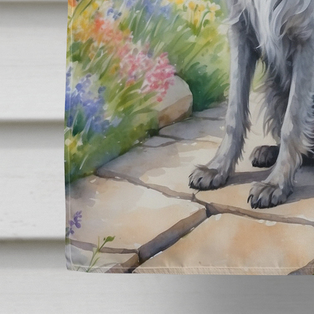 Scottish Deerhound Spring Path House Flag 28x40 Porch Sleeve Pole Decorative Outside Yard Banner Artwork Wall Hanging, Polyester