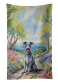 Scottish Deerhound Spring Path Kitchen Towel Velour Plush Front and Cotton Loop Back Machine Washable
