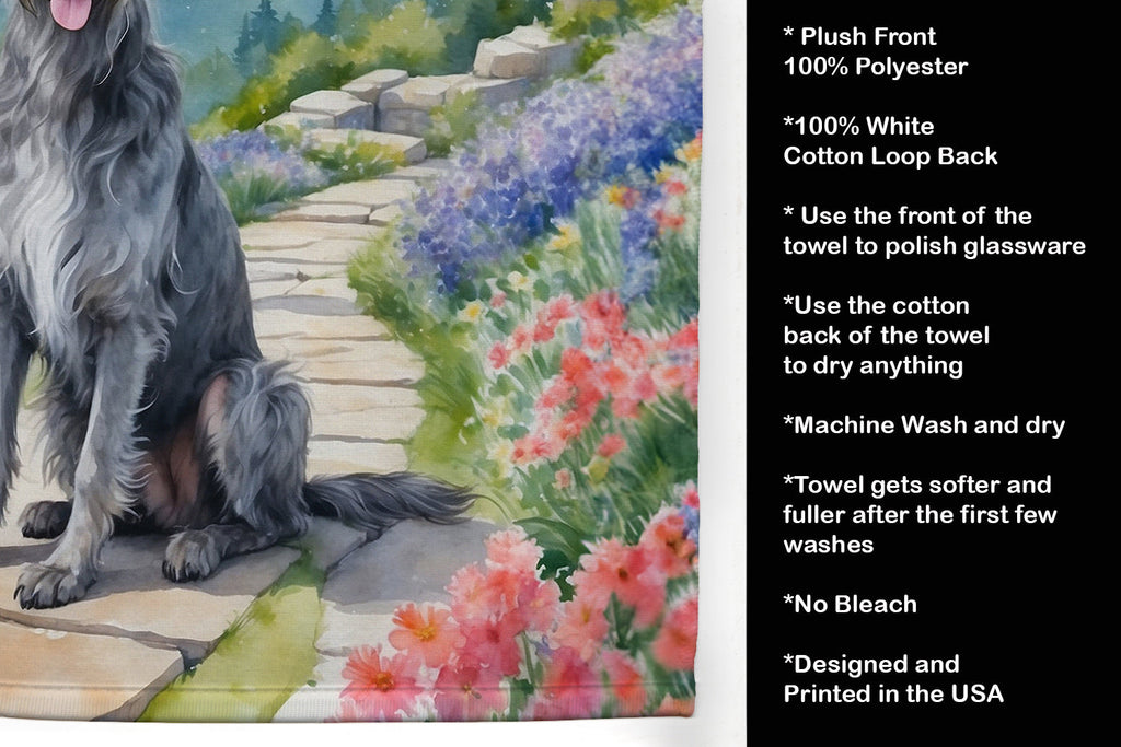 Scottish Deerhound Spring Path Kitchen Towel Velour Plush Front and Cotton Loop Back Machine Washable