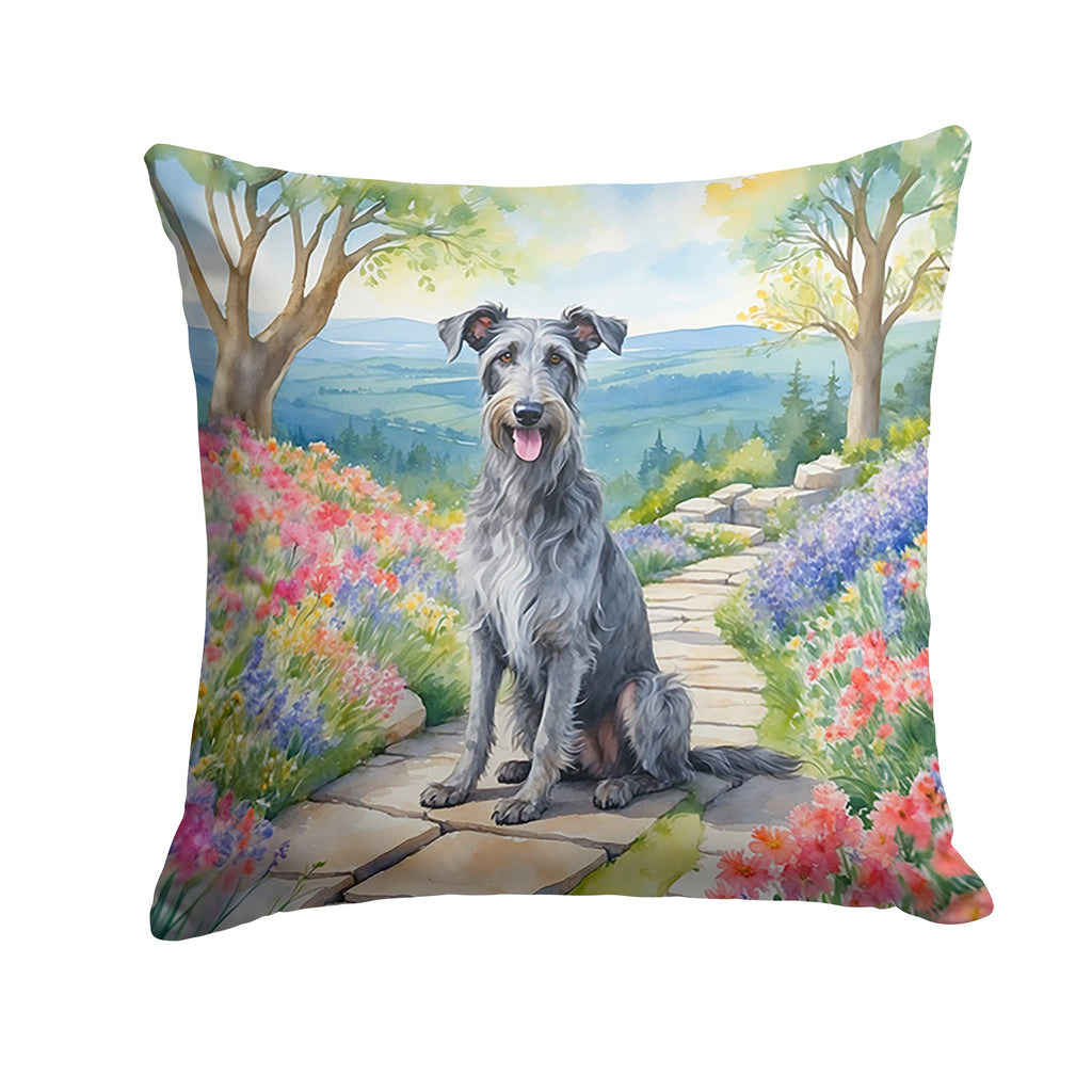 Scottish Deerhound Spring Path Decorative Throw Pillow 18x18 Indoor Outdoor Accent Cushion, Fabric Cover with Insert for Sofa, Bed, Porch & Living Room