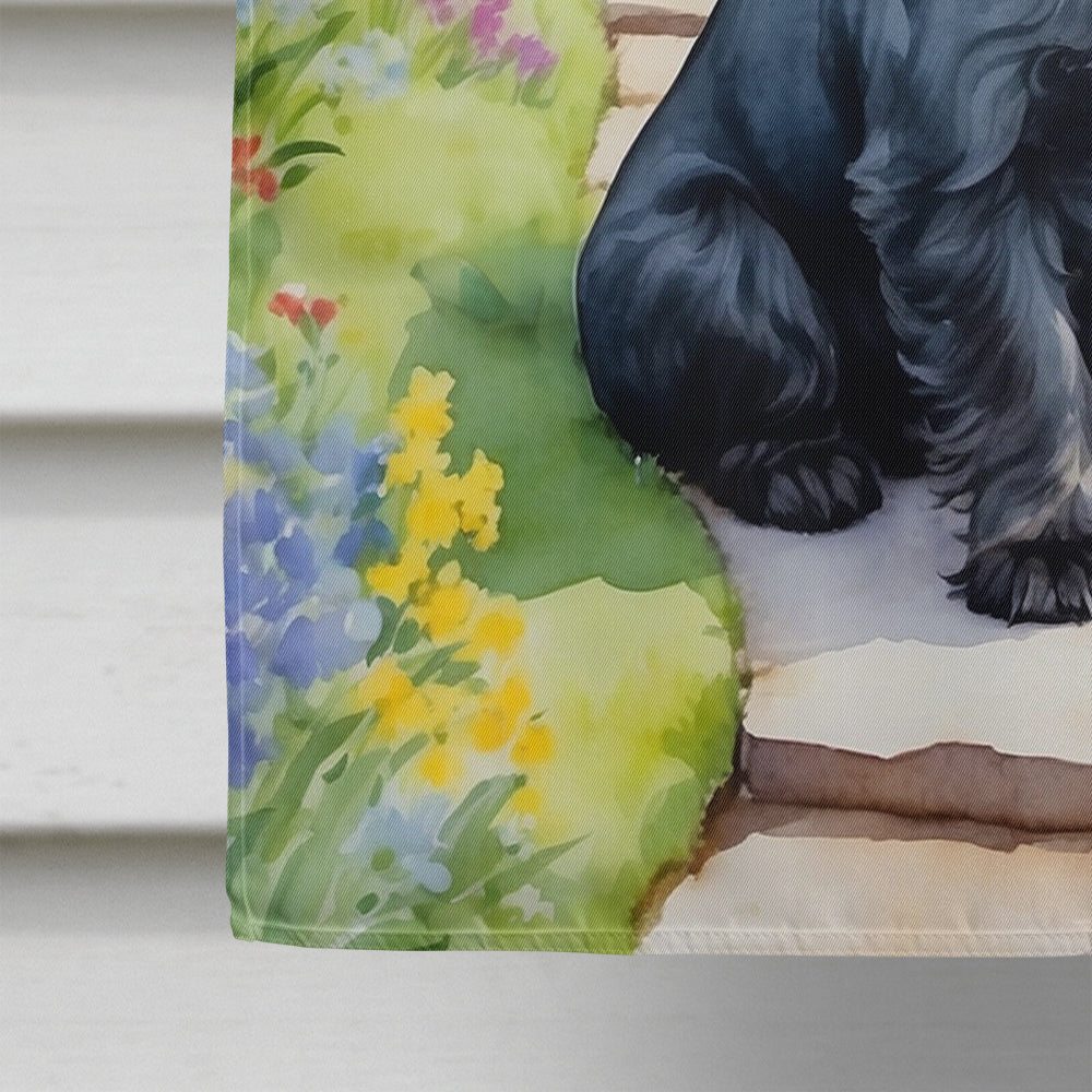 Scottish Terrier Spring Path House Flag 28x40 Porch Sleeve Pole Decorative Outside Yard Banner Artwork Wall Hanging, Polyester