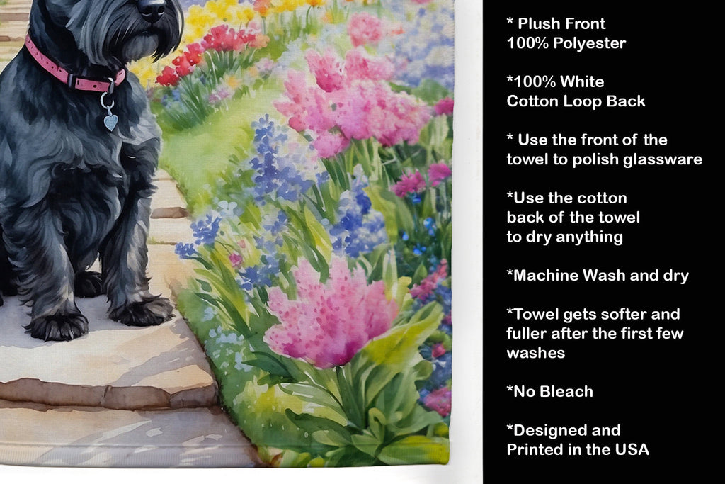 Scottish Terrier Spring Path Kitchen Towel Velour Plush Front and Cotton Loop Back Machine Washable