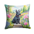 Scottish Terrier Spring Path Decorative Throw Pillow 18x18 Indoor Outdoor Accent Cushion, Fabric Cover with Insert for Sofa, Bed, Porch & Living Room