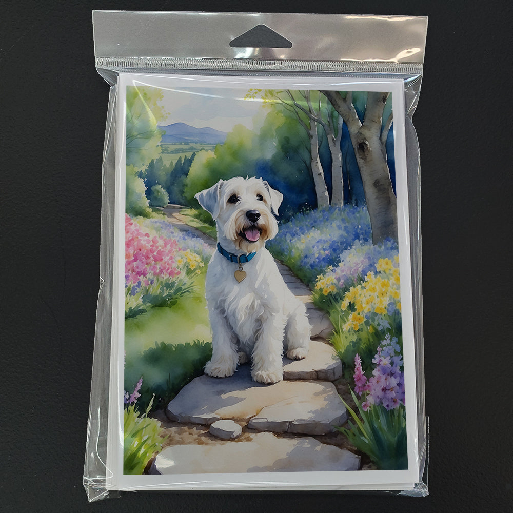 Sealyham Terrier Spring Path Greeting Cards Pack of 8 Blank Cards with Envelopes Whimsical A7 Size 5x7
