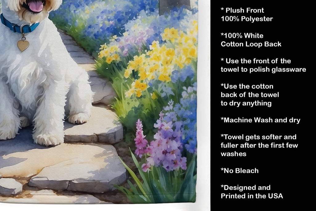 Sealyham Terrier Spring Path Kitchen Towel Velour Plush Front and Cotton Loop Back Machine Washable