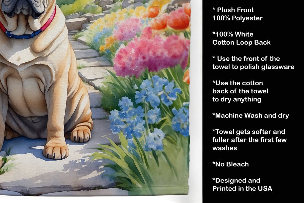Shar Pei Spring Path Kitchen Towel Velour Plush Front and Cotton Loop Back Machine Washable