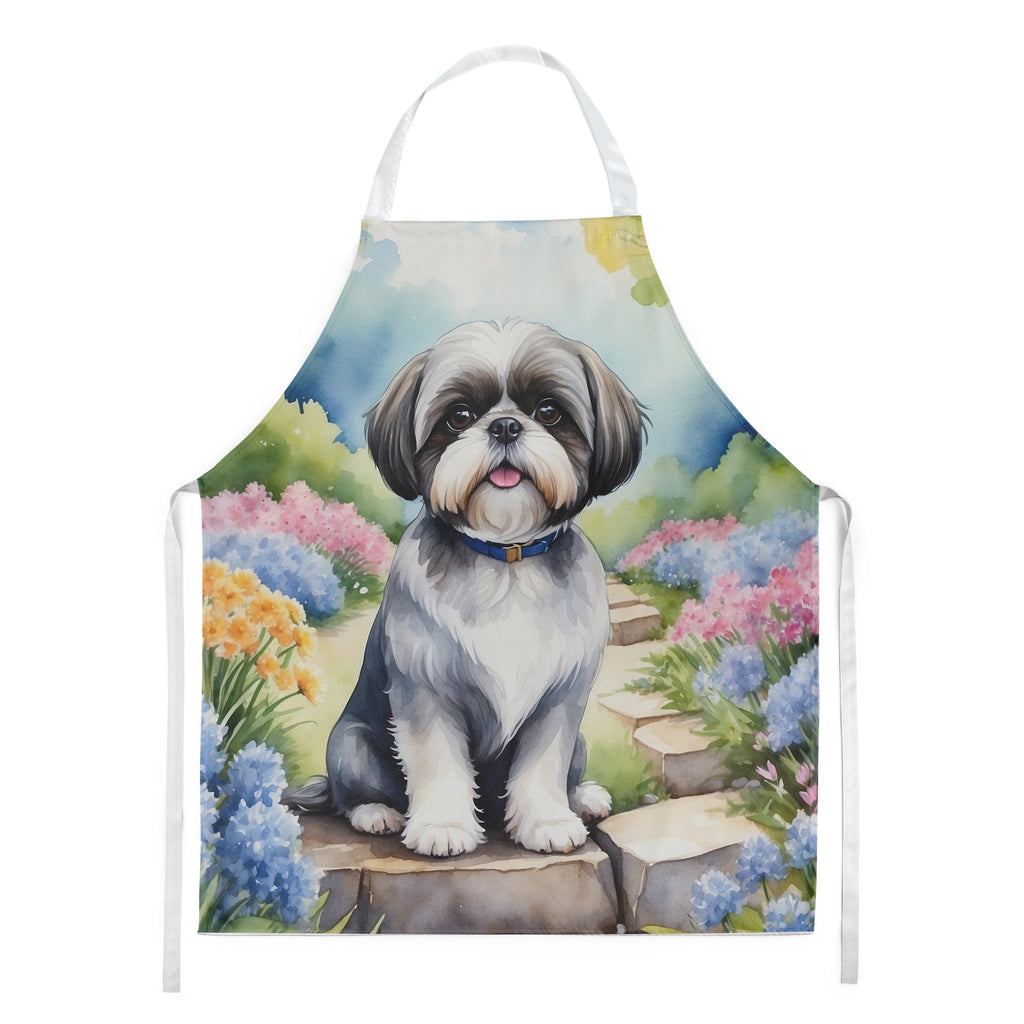 Shih Tzu Spring Path Apron Cooking Kitchen Server Baking Crafts Gardening for Adult Women Men, Unisex, Large, Multicolor