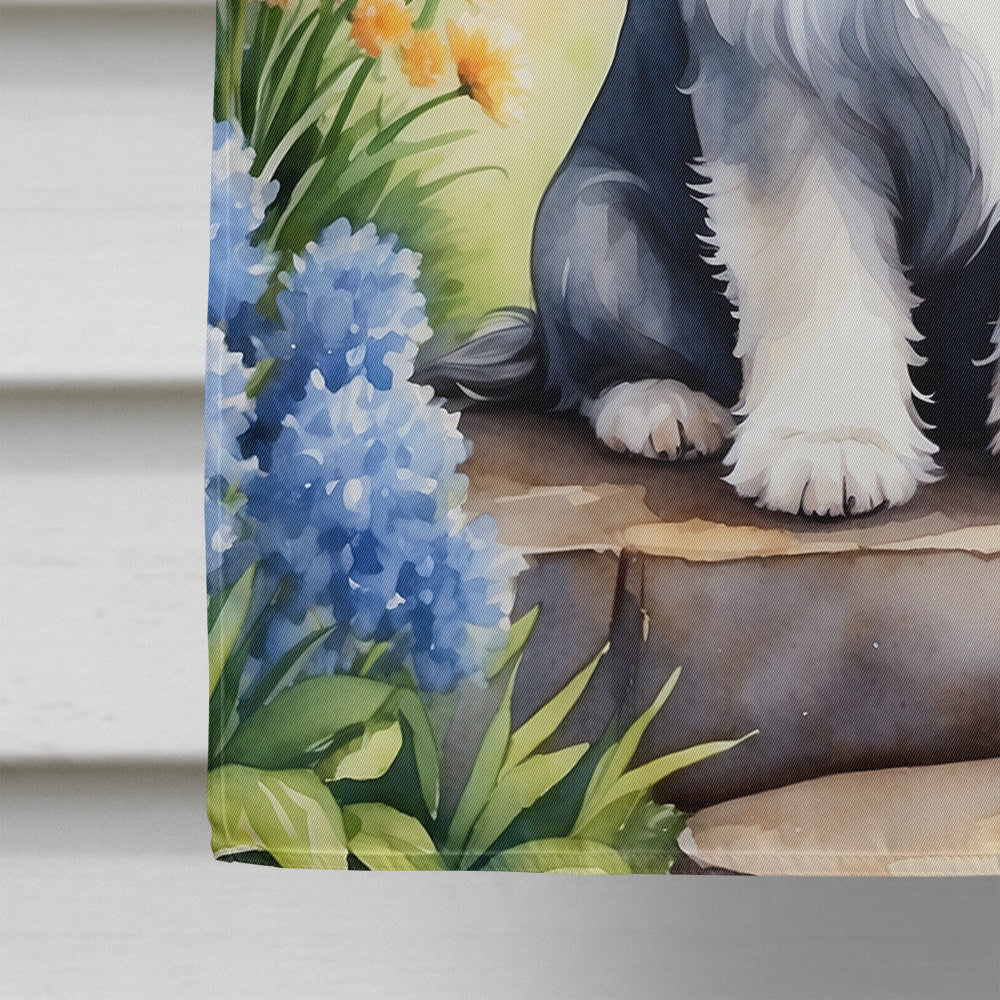 Shih Tzu Spring Path House Flag 28x40 Porch Sleeve Pole Decorative Outside Yard Banner Artwork Wall Hanging, Polyester
