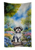Shih Tzu Spring Path Kitchen Towel Velour Plush Front and Cotton Loop Back Machine Washable
