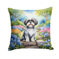 Shih Tzu Spring Path Decorative Throw Pillow 14x14 Indoor Outdoor Accent Cushion, Fabric Cover with Insert for Sofa, Bed, Porch & Living Room