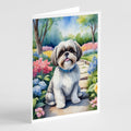 Shih Tzu Spring Path Greeting Cards Pack of 8 Blank Cards with Envelopes Whimsical A7 Size 5x7