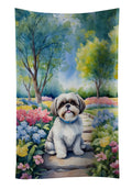 Shih Tzu Spring Path Kitchen Towel Velour Plush Front and Cotton Loop Back Machine Washable