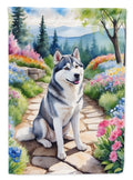 Siberian Husky Spring Path House Flag 28x40 Porch Sleeve Pole Decorative Outside Yard Banner Artwork Wall Hanging, Polyester