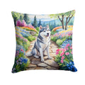 Siberian Husky Spring Path Decorative Throw Pillow 18x18 Indoor Outdoor Accent Cushion, Fabric Cover with Insert for Sofa, Bed, Porch & Living Room