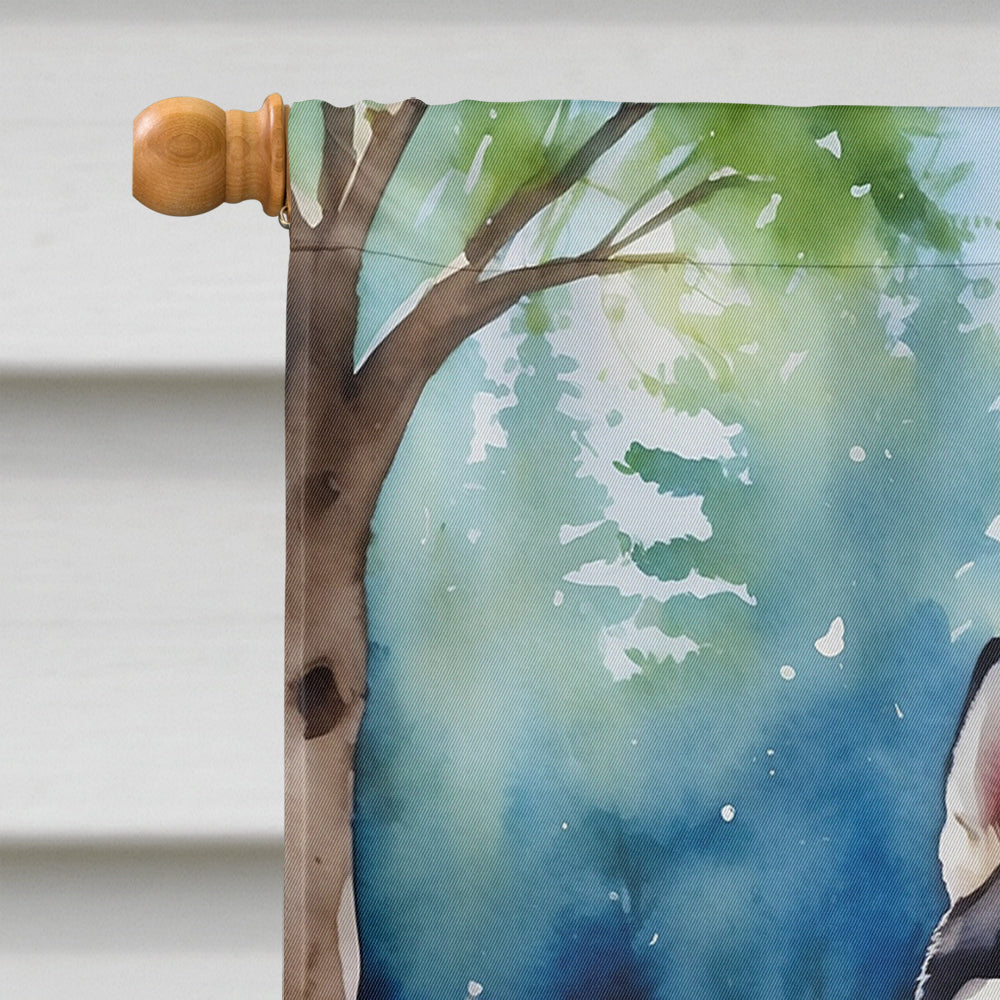 Siberian Husky Spring Path House Flag 28x40 Porch Sleeve Pole Decorative Outside Yard Banner Artwork Wall Hanging, Polyester