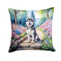 Siberian Husky Spring Path Decorative Throw Pillow 18x18 Indoor Outdoor Accent Cushion, Fabric Cover with Insert for Sofa, Bed, Porch & Living Room