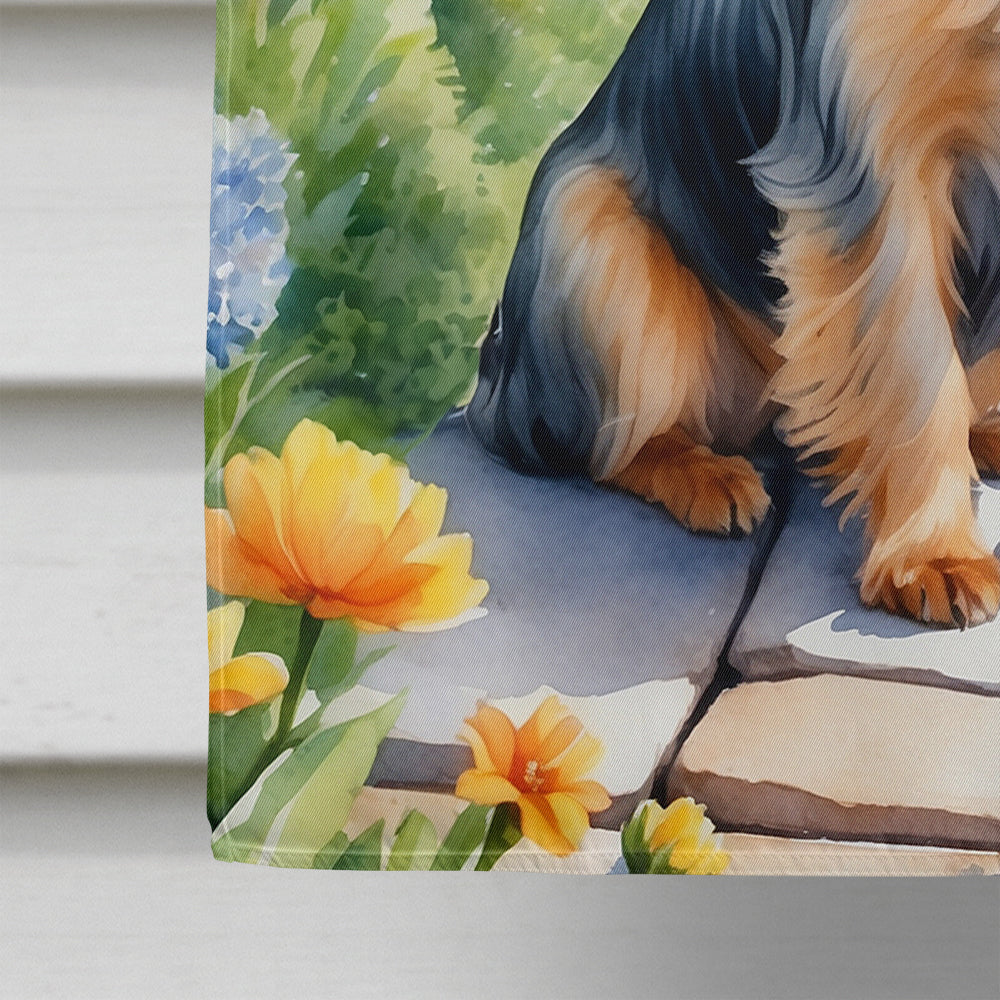 Silky Terrier Spring Path House Flag 28x40 Porch Sleeve Pole Decorative Outside Yard Banner Artwork Wall Hanging, Polyester