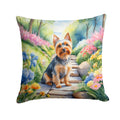 Silky Terrier Spring Path Decorative Throw Pillow 18x18 Indoor Outdoor Accent Cushion, Fabric Cover with Insert for Sofa, Bed, Porch & Living Room