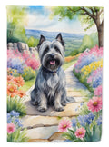 Skye Terrier Spring Path House Flag 28x40 Porch Sleeve Pole Decorative Outside Yard Banner Artwork Wall Hanging, Polyester