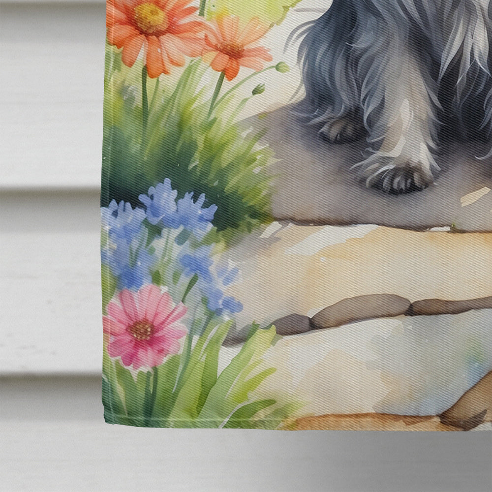 Skye Terrier Spring Path House Flag 28x40 Porch Sleeve Pole Decorative Outside Yard Banner Artwork Wall Hanging, Polyester