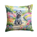 Skye Terrier Spring Path Decorative Throw Pillow 18x18 Indoor Outdoor Accent Cushion, Fabric Cover with Insert for Sofa, Bed, Porch & Living Room