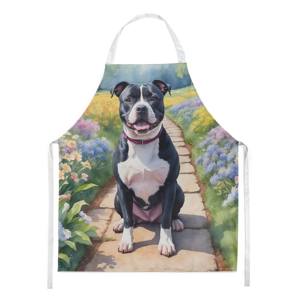 Staffordshire Bull Terrier Spring Path Apron Cooking Kitchen Server Baking Crafts Gardening for Adult Women Men, Unisex, Large, Multicolor