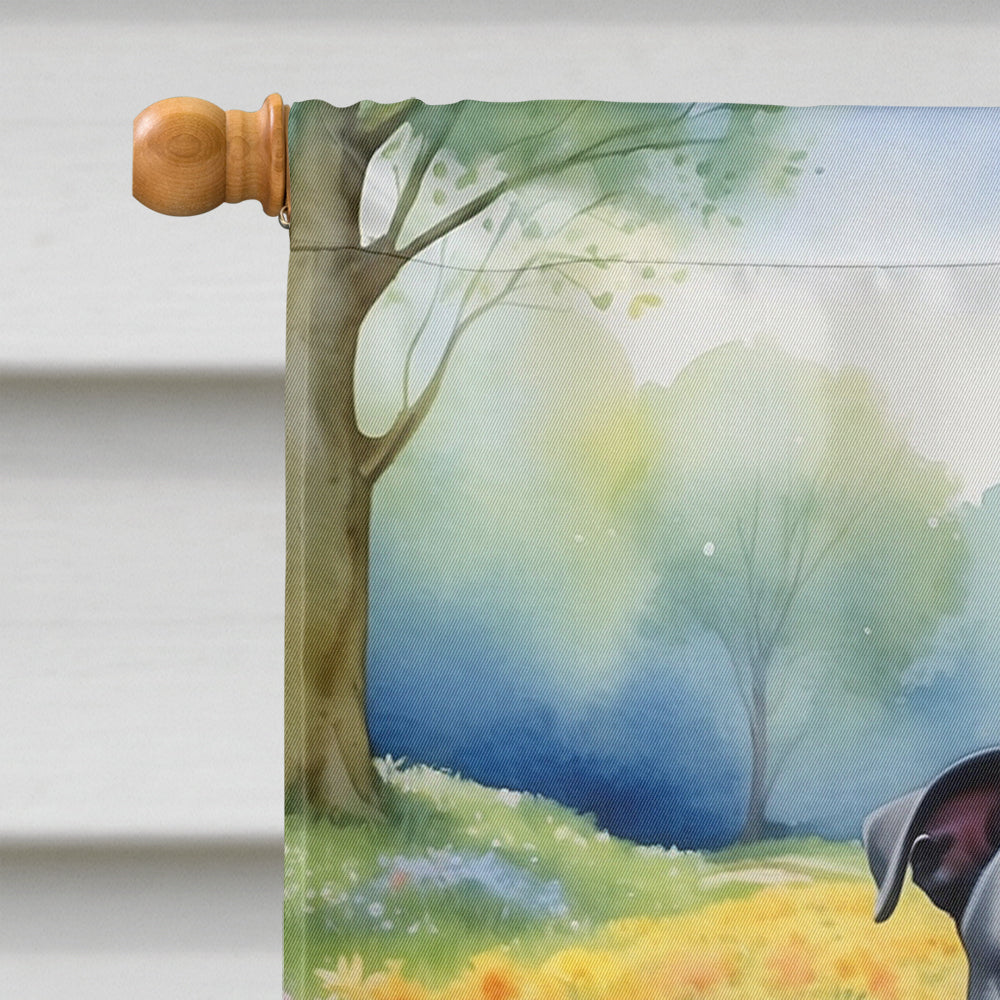 Staffordshire Bull Terrier Spring Path House Flag 28x40 Porch Sleeve Pole Decorative Outside Yard Banner Artwork Wall Hanging, Polyester
