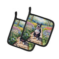 Staffordshire Bull Terrier Spring Path Pot Holder Set of 2 Heat Resistant Quilted Hot Pads 7.5 x 7.5 Inch, Insulated Kitchen Trivets for Cooking & Baking