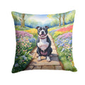 Staffordshire Bull Terrier Spring Path Decorative Throw Pillow 18x18 Indoor Outdoor Accent Cushion, Fabric Cover with Insert for Sofa, Bed, Porch & Living Room