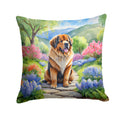 Tibetan Mastiff Spring Path Decorative Throw Pillow 18x18 Indoor Outdoor Accent Cushion, Fabric Cover with Insert for Sofa, Bed, Porch & Living Room