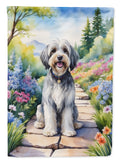 Tibetan Terrier Spring Path House Flag 28x40 Porch Sleeve Pole Decorative Outside Yard Banner Artwork Wall Hanging, Polyester