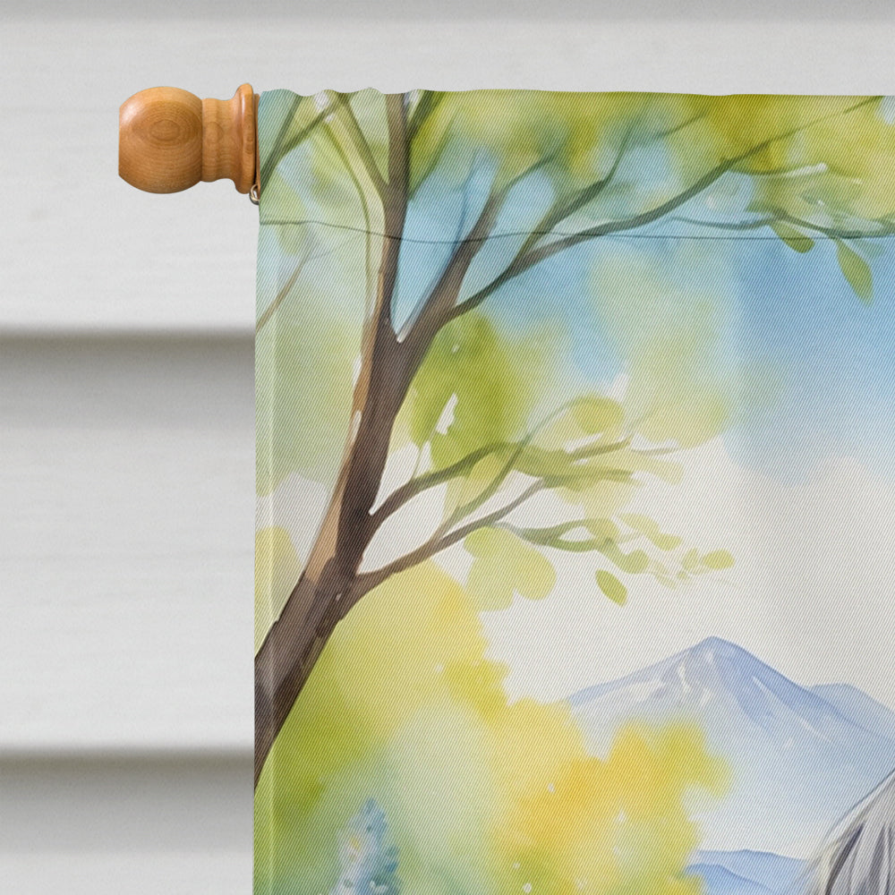 Tibetan Terrier Spring Path House Flag 28x40 Porch Sleeve Pole Decorative Outside Yard Banner Artwork Wall Hanging, Polyester