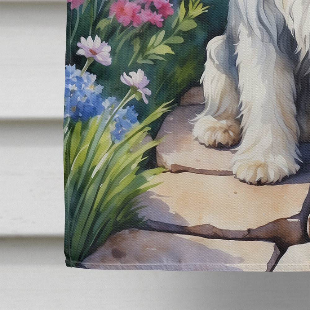 Tibetan Terrier Spring Path House Flag 28x40 Porch Sleeve Pole Decorative Outside Yard Banner Artwork Wall Hanging, Polyester