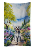 Tibetan Terrier Spring Path Kitchen Towel Velour Plush Front and Cotton Loop Back Machine Washable